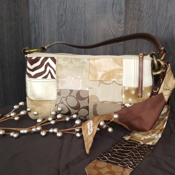 Coach Handbags - Coach Shulder Patchwork Purse and scarf - Brown
